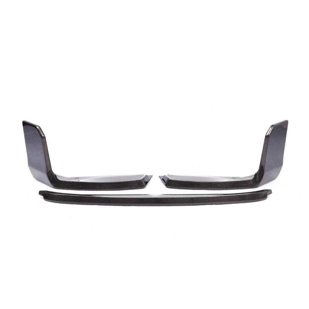 Carbon fiber M Style front lip for BMW M2 G87 by Palenon Performance, showcasing sleek, aerodynamic design on the vehicle's front bumper.