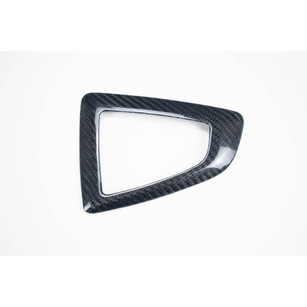 BMW F3x carbon fiber gear surround trims by Palenon Performance, showcasing sleek, textured carbon fiber accents for interior customization.