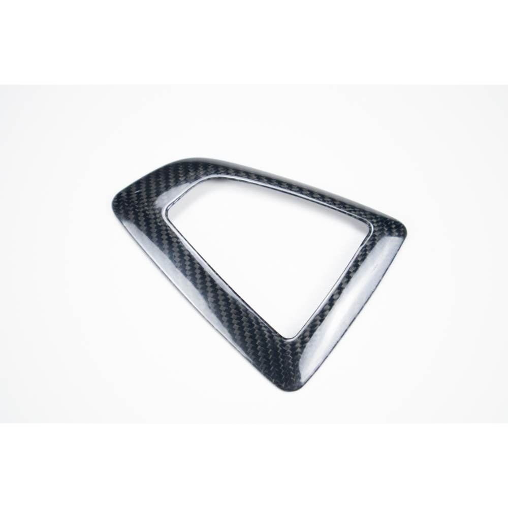BMW F3x carbon fiber gear surround trims, car interior accessories by Palenon Performance, showcasing sleek, textured finish.