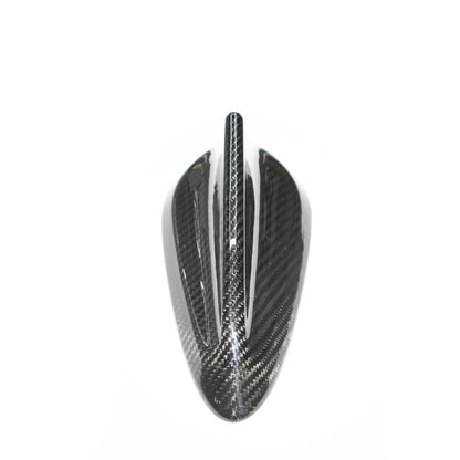 Carbon fiber roof antenna cover for BMW F8X, F3X, F22, G11, G12 models by Palenon Performance, showcasing sleek, textured finish.