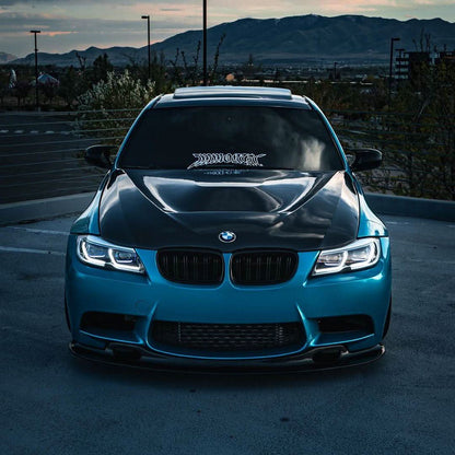 BMW 3-Series E90 modern style headlights by K2 Industries, showing sleek design and clear lens for model years 2005-2012.