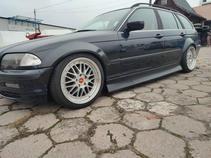 BMW 3-Series E46 sedan JDM body kit by K2 Industries, featuring ABS plastic front and rear bumper components.