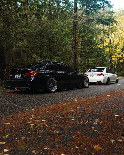 BMW 3-Series F30 F35 F80 GTS Style tail lights by K2 Industries, featuring red or smoked OLED dynamic LED tail lights.
