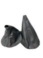 BMW Z3 M3 E46 leather shift and handbrake boot cover, 13-inch size by JTS Custom Upholstery, with detailed stitching and black leather finish.