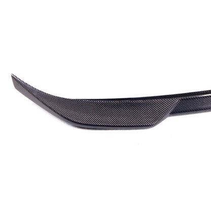 BMW G42 and G87 M2 carbon fiber trunk spoiler, Palenon Performance M Style CF spoiler installed on a vehicle.