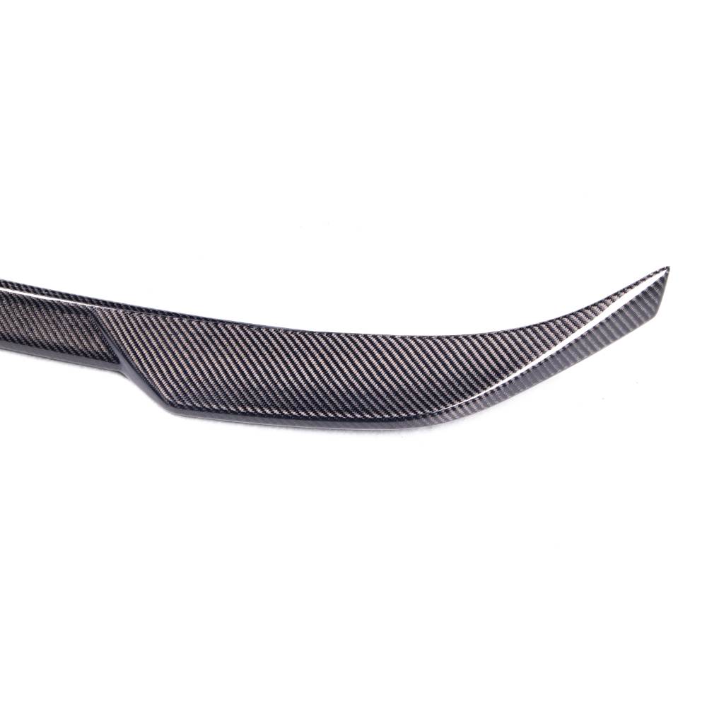 Carbon fiber BMW G42 and G87 M2 M Style trunk spoiler from Palenon Performance, showcasing sleek aerodynamic design.
