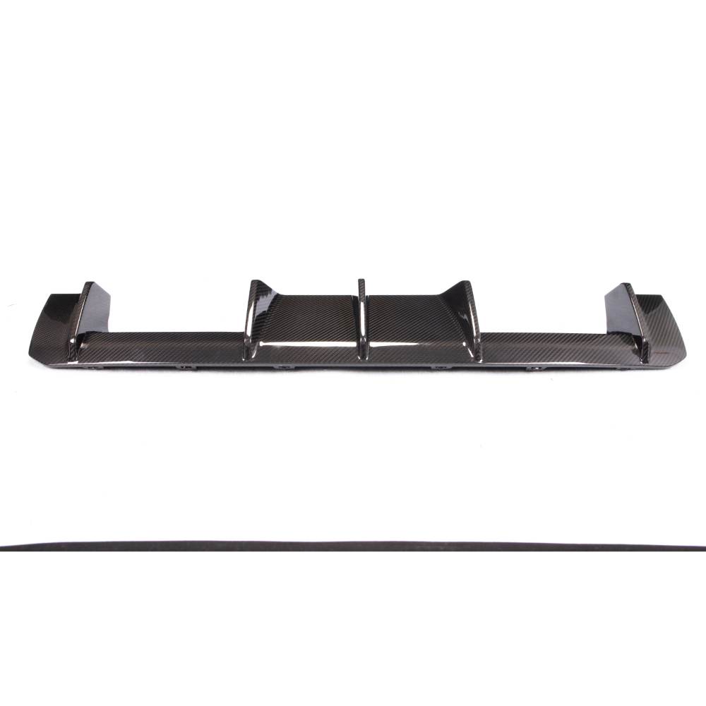 Carbon fiber rear diffuser for BMW G80 M3 and G82/G83 M4, featuring a sleek, aerodynamic design by Palenon Performance.