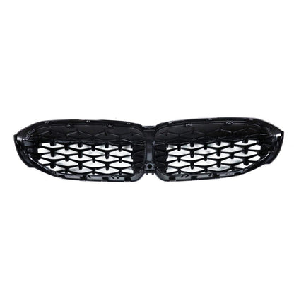 BMW G20 330i and M340i ABS diamond front grille by Palenon Performance, featuring sleek black and chrome diamond mesh design.