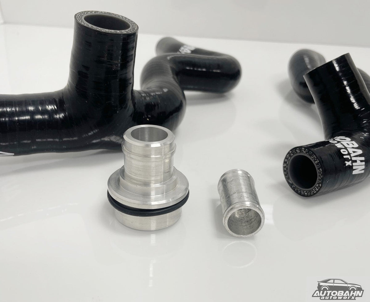 Autobahn Autoworx VW MK4 Golf Jetta Beetle MK1 Audi TT 1.8t PCV engine breather hose kit installed on engine.