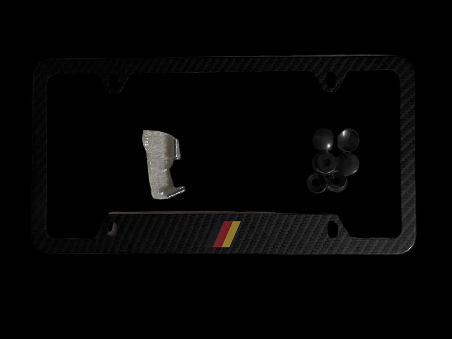 Bayern Motor Werks Carbon Fiber License Plate Frame with German Flag emblem