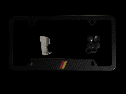 Bayern Motor Werks Carbon Fiber License Plate Frame with German Flag emblem