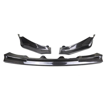 Carbon fiber V Style front lip for BMW G80 M3, G82 M4, and G83 M4 by Palenon Performance, shown on vehicle front bumper.