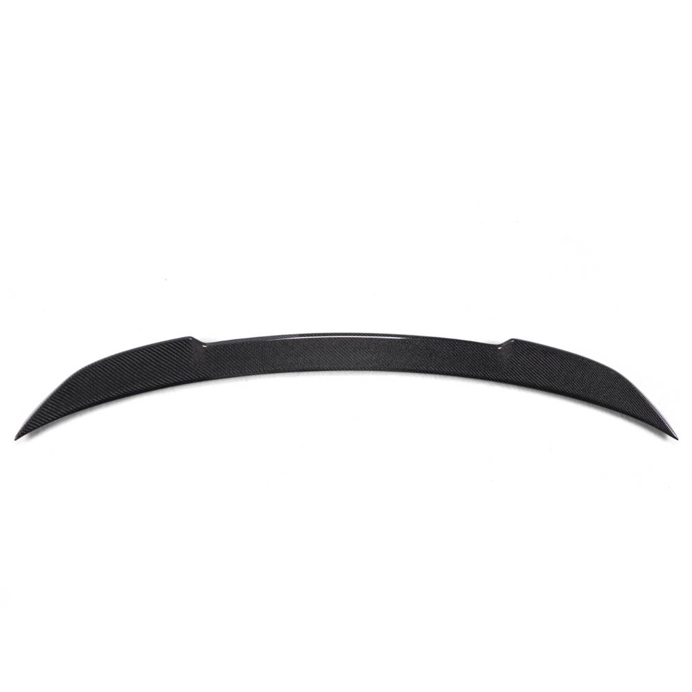 Carbon fiber BMW F87 M2 and F22 CS style trunk spoiler by Palenon Performance, showcasing sleek aerodynamic design.