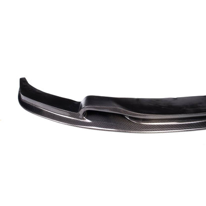 Carbon fiber BMW F30/F31 Palenon Performance Varis Style front lip mounted on a BMW F30/F31 model.