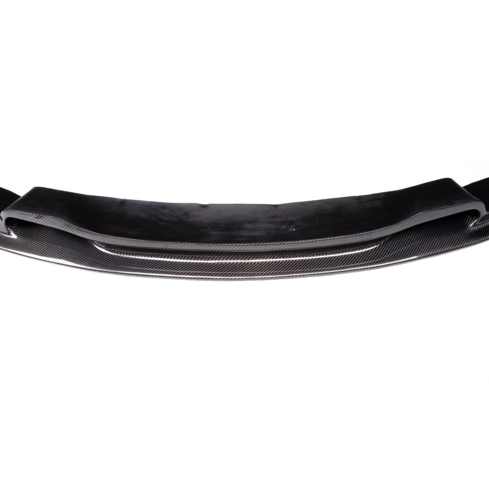 Carbon fiber BMW F30/F31 Varis style front lip by Palenon Performance, designed for a sleek, aggressive front end upgrade.