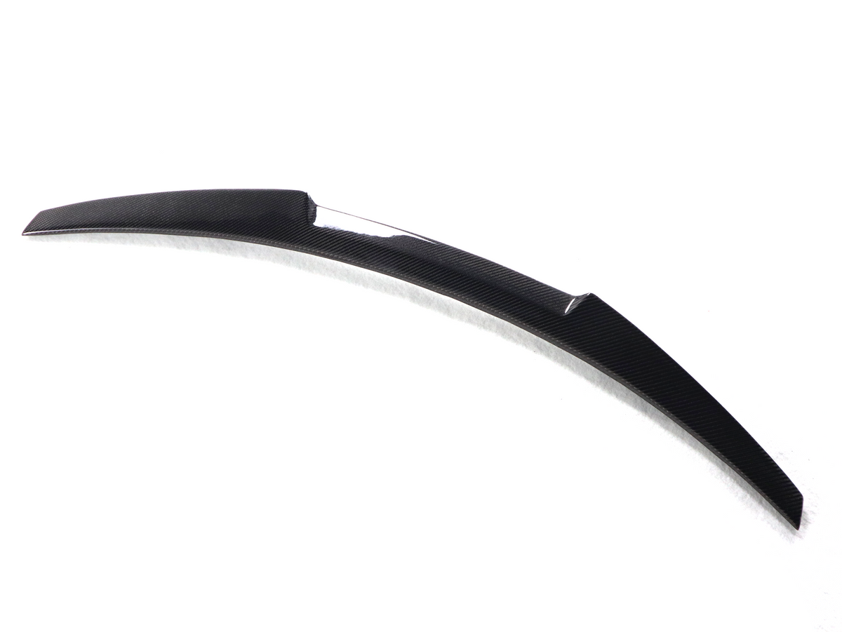BMW F82 M4 carbon fiber trunk spoiler with V style design by Palenon Performance, showcasing its sleek aerodynamic shape.