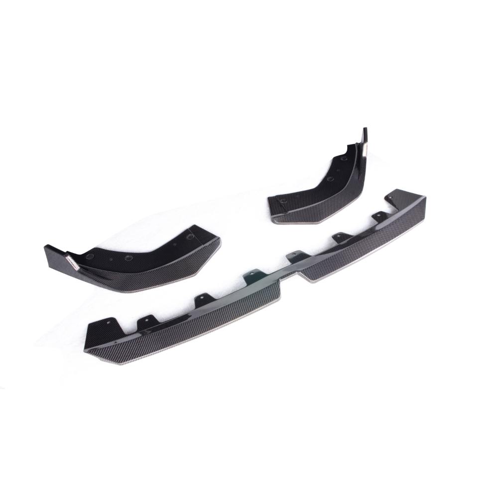 Carbon fiber M Style front lip for 2023+ BMW G20 330i and M340i, designed for sporty front-end enhancement.