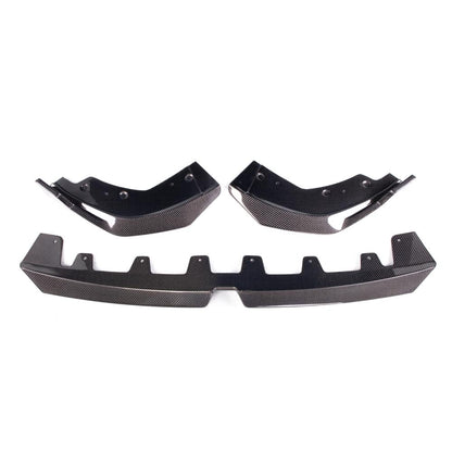 Carbon fiber M Style front lip for 2023+ BMW G20 330i and M340i, designed for enhanced sporty appearance and aerodynamics.