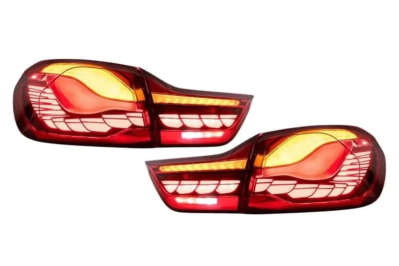 BMW 4-Series M4 F82 F83 F32 F36 OLED dynamic tail lights by K2 Industries, GTS style, for 2014-2020 models.
