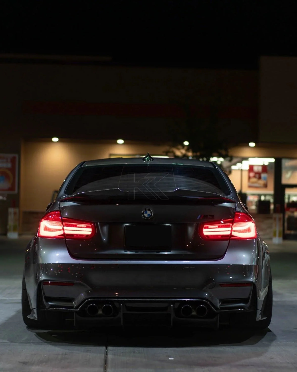 K2 Industries LED tail lights upgrade for BMW 3-Series F30 F35 F80 6th gen LCI style, showing sleek red and clear lens design.