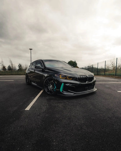 BMW 1 Series F40 F44 DRL module by K2 Industries, front view showing LED daytime running lights in a sleek black housing.