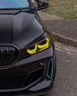 K2 Industries BMW 1 Series F40 F44 DRL module installed in vehicle, showcasing daytime running lights from 2019 to 2024