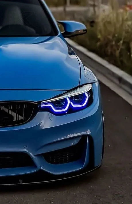 K2 Industries BMW 3/4 Series F80 F33 F83 F32 F82 DRL module installed, showcasing sleek automotive LED daytime running lights.