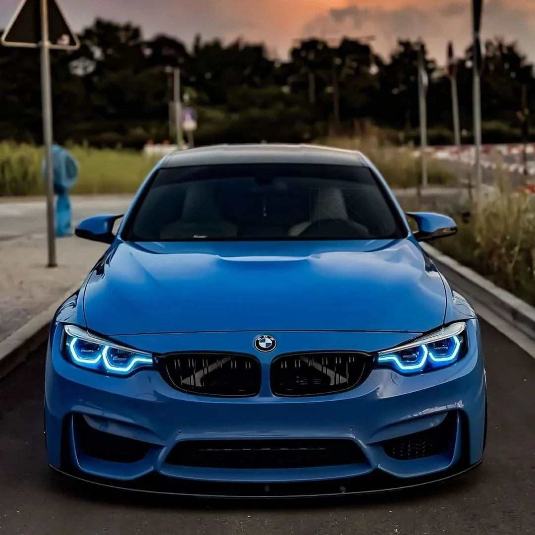 K2 Industries BMW 3/4 Series F80 F33 F83 F32 F82 DRL module installed on vehicle, showcasing daytime running light components.