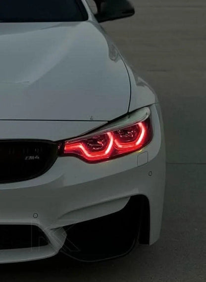 K2 Industries BMW 3/4 Series M3 F80 M4 F82 F83 F32 F33 F36 LCI DRL module for 2013-2019 models, close-up view of the LED daytime running light module.