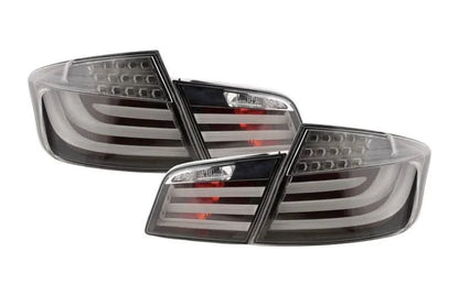 Black LED tail lights for BMW 5-Series F10 sedan, 2010-2012, by K2 Industries, showing the sleek taillight design.