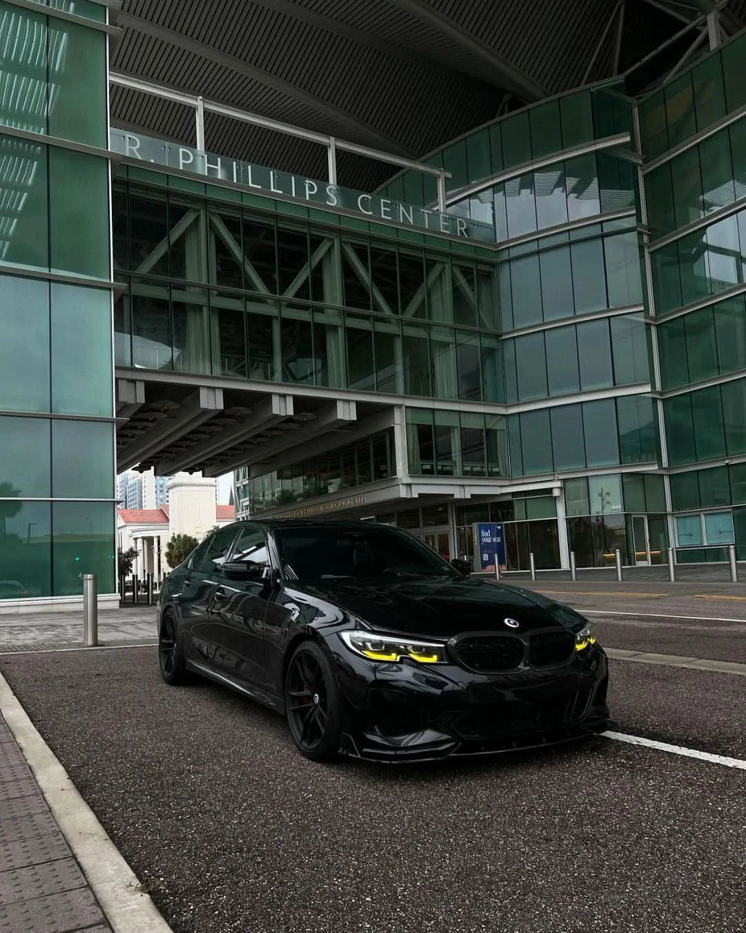 K2 Industries BMW 3 Series G20 DRL headlight module with vibrant yellow daytime running lights for 2019-2022 330i 320i 318i 340i