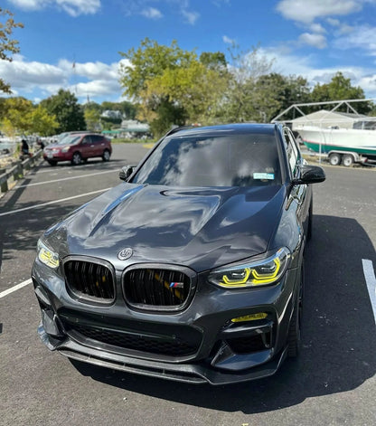 K2 Industries BMW X3 G01 G02 DRL modules installed, showcasing daytime running lights on a 2018+ model.