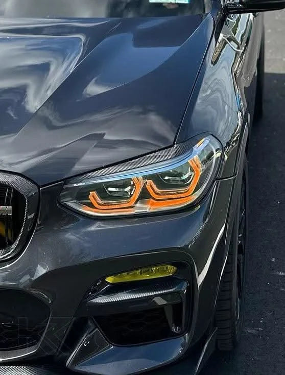 K2 Industries BMW X3 G01 G02 DRL modules installed in vehicle, showing sleek LED daytime running light design for 2018+ models.