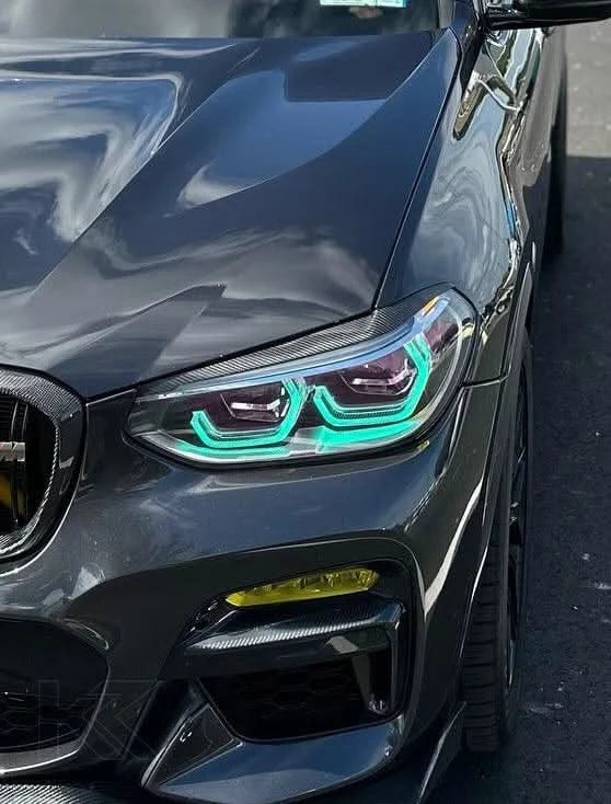 K2 Industries BMW X3 G01 G02 DRL modules installed in vehicle, showcasing LED daytime running lights on a 2018+ BMW X3.