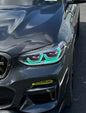 K2 Industries BMW X3 G01 G02 DRL modules installed in vehicle, showcasing LED daytime running lights on a 2018+ BMW X3.