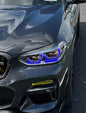 K2 Industries BMW X3 G01 G02 DRL modules installed in vehicle, showcasing sleek daytime running light design for 2018+ models.