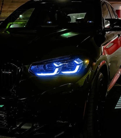 BMW X3 G01 G02 DRL Modules by K2 Industries, front view showing sleek LED daytime running lights for 2018+ models.