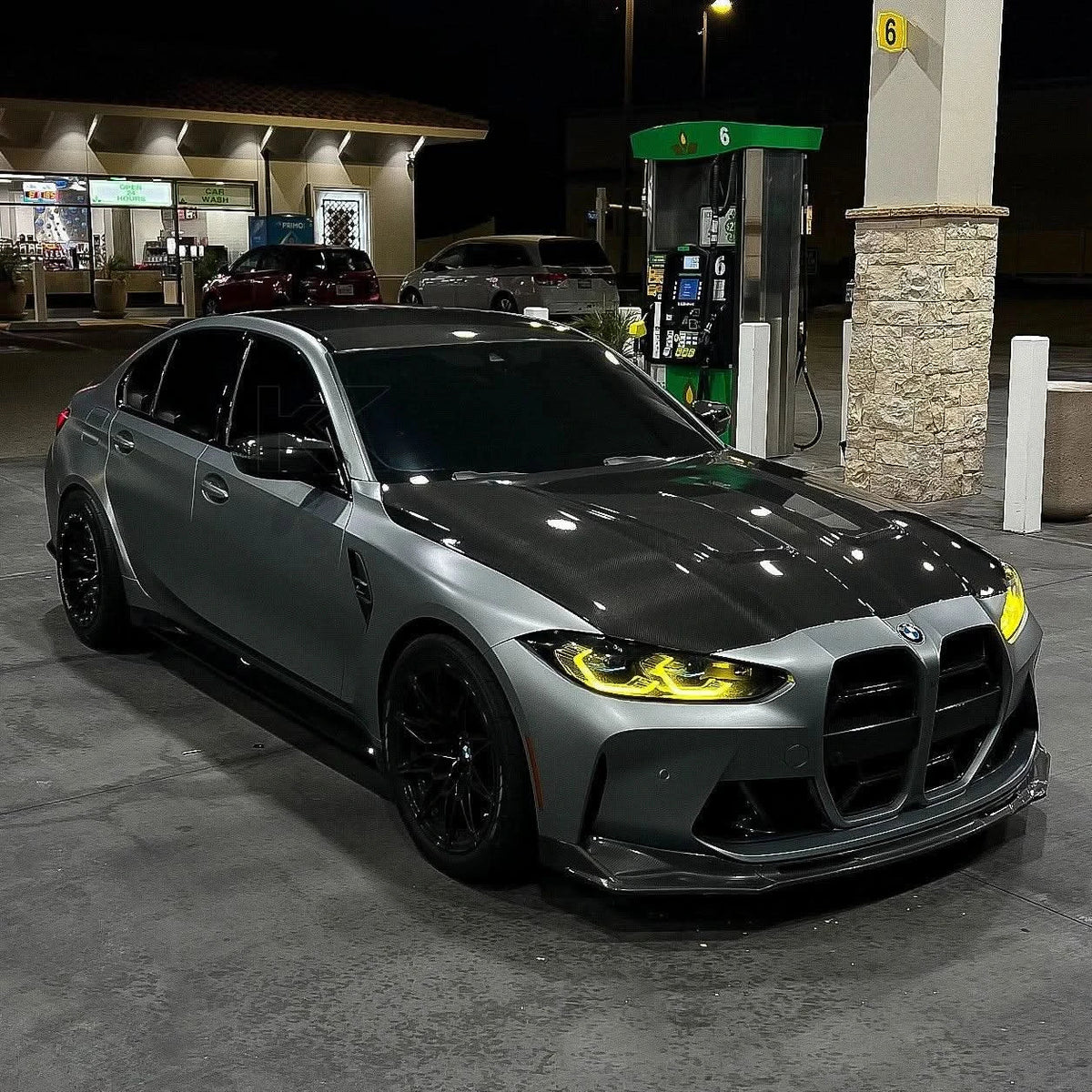 K2 Industries Vibrant Yellow DRL Module for BMW 3/4 Series G80 G82, front view showing sleek design and bright yellow lighting