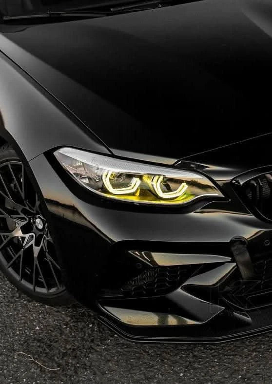 BMW 2 Series F87 DRL module by K2 Industries, front view showcasing sleek design and installation area.