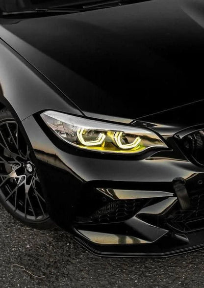 BMW 2 Series F87 DRL module by K2 Industries, front view showcasing sleek design and installation area.