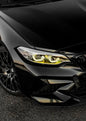 BMW 2 Series F87 DRL module by K2 Industries, front view showcasing sleek design and installation area.