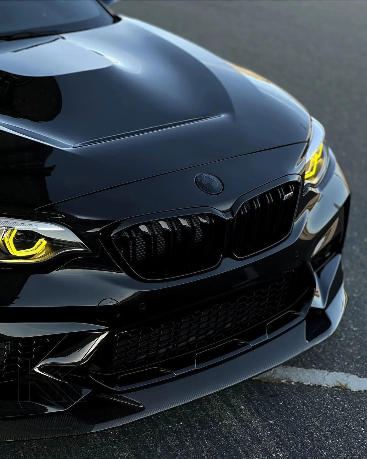 BMW 2 Series F87 DRL module by K2 Industries, front view showing LED daytime running lights and module design.
