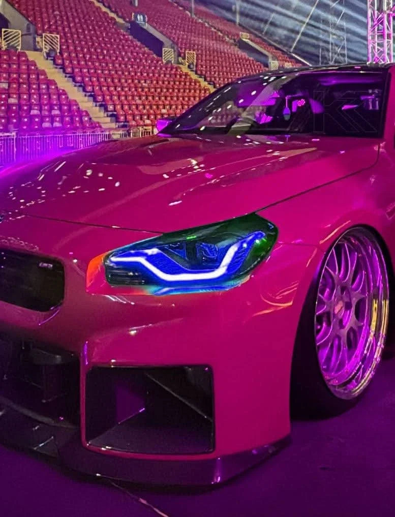 K2 Industries BMW 2 Series M2 G42 G87 DRL module installed in vehicle, showcasing modern daytime running light design.