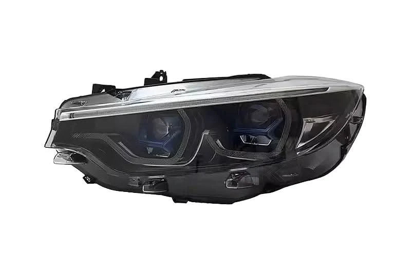 K2 Industries LED headlights for BMW 4 Series F32 F33 F82 F36 F83 M4 F80 M3, showcasing sleek laser-style design and bright illumination