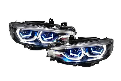 K2 Industries BMW 4 Series F32, F33, F82, F36, F83 M4 and F80 M3 LED headlights with X Laser Style design, front view