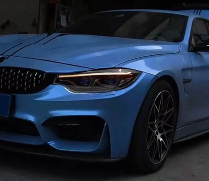 BMW 4 Series F32 F33 F82 F36 F83 M4 F80 M3 LED headlights with X Laser Style by K2 Industries, front view of headlights.