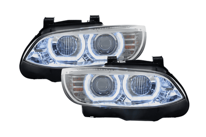 K2 Industries chrome LED headlights for BMW 3-series E92/E93 non-AFS models, 2006-2010, showcasing sleek upgrade design