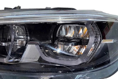 K2 Industries IKON Style LED headlights for BMW 4 Series F32, F33, F82, F83 M4, F80 M3, 2014-2019, front view with LED design