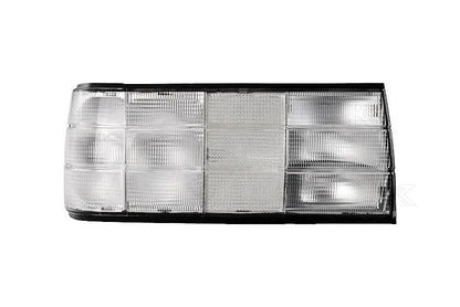 BMW 3 Series E30 facelift clear tail lights by K2 Industries, rear view showing sleek transparent design for 1987-1994 models.