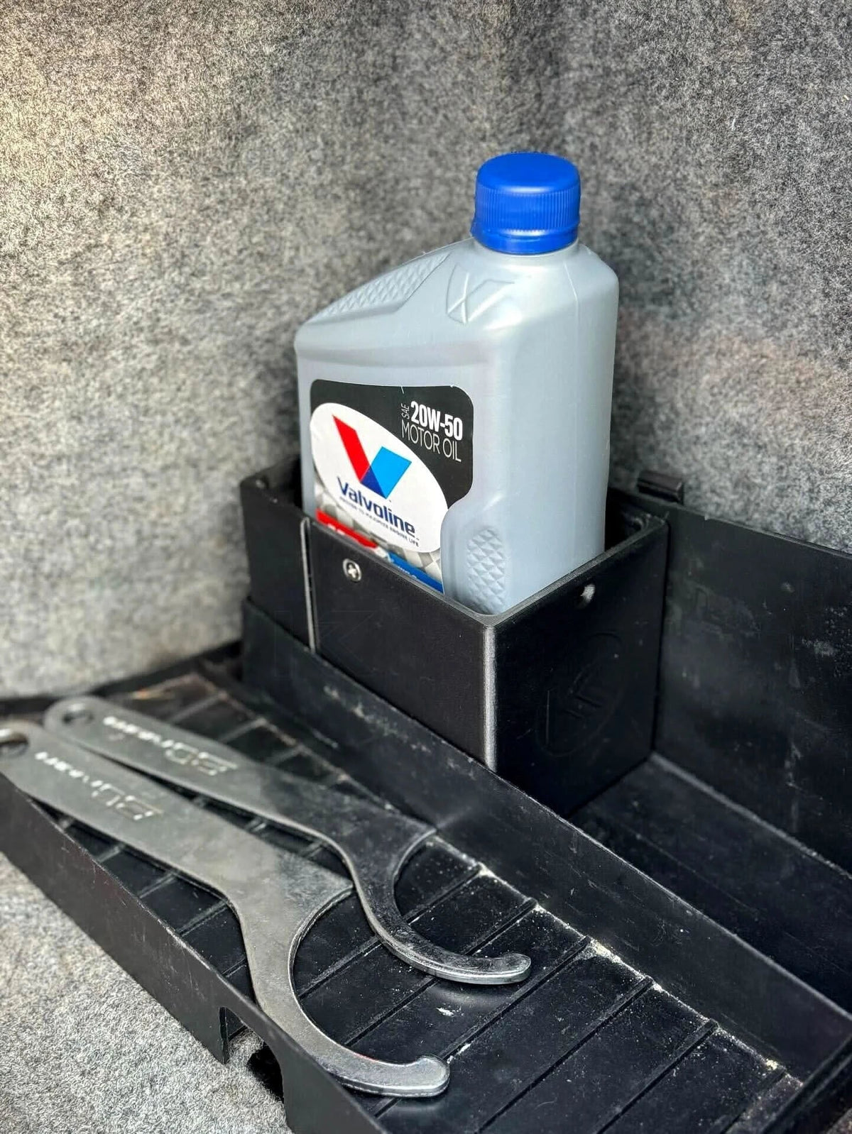 Black 3D printed oil holder for BMW E36 Coupe, Sedan, Compact Series 3 by K2 Industries, fits 1991-2000 models.